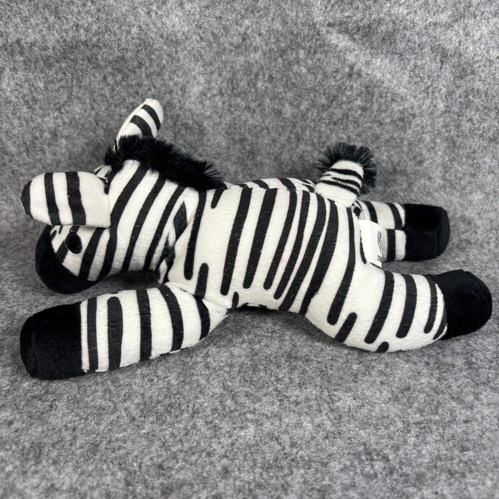 Zebra Plush Stuffed Animal Small Black White Striped Soft Toy Laying